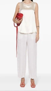 NWT PERSERICO $339 IVORY MONILI SILK SLEEVELESS TOP-BLOUSE SIZE 38 - Picture 1 of 9