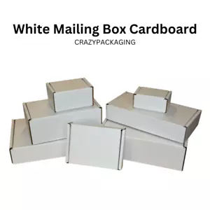 White Mailing Box Cardboard Shipping Carton Mailers Parcel Small Medium Large - Picture 1 of 28