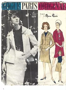 Vogue Designer Pattern 1177 Nina Ricci, Vintage Suit & Blouse, Size 14, Pre-cut - Picture 1 of 3
