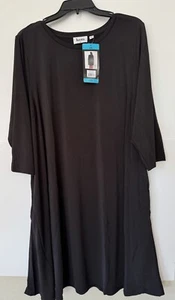 Leota Women's Quarter Sleeve Swing Mini Dress, Black, Size 2X NWT - Picture 1 of 5
