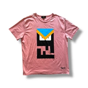 T-shirt maglietta uomo Fendi cotone STAMPA grafica taglia L Made in Italy salmone - Foto 1 di 7