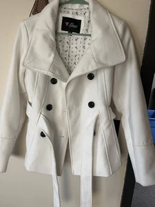 GUESS Women's Medium Pea Coat Jacket Double-Breasted White With 4 fall/winter. - Picture 1 of 4