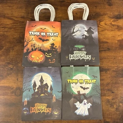 Halloween Trick or Treat Paper Bag w/Handle 24 Pcs,4 Different Design Candy Bag - Image 1 of 4