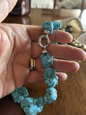 bel Girocollo In Turchese, Chiusura Argento 925 - Immagine 1 di 3