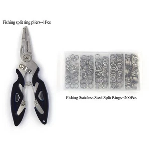 200 Stück Split Ring Pack Angeln Edelstahlringe 5 Größen + Split Ringzange - Bild 1 von 4