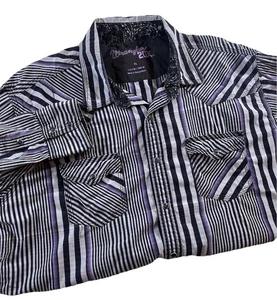 Mens Wrangler 20x Pearl Snap Shirt Long Sleeve Striped Western Size XL Cowboy - Picture 1 of 7