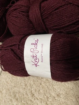 7 Skeins Knit Picks Brava Worsted Weight Yarn - Currant - 218 Yards Each  - Image 1 of 3