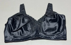Vtg New Avenue Body Black Lace Bra 44DD Antron Nylon Wire Free Support - Picture 1 of 10