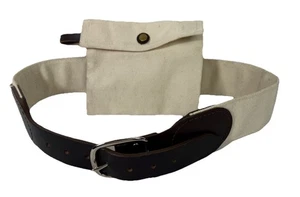 Cinturón de municiones Jax Leather Co de lona Old West + bolsa de munición arma de fuego barco de vapor NV - Imagen 1 de 7