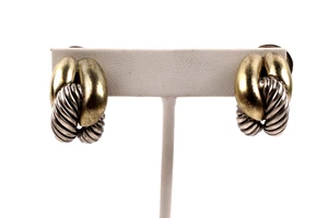 David Yurman Link Knot Earrings Cable Labyrinth 14k & Sterling   - Picture 1 of 5
