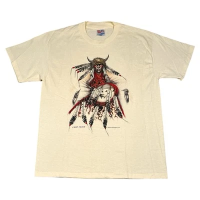 Camiseta De Colección Años 90 Guerrero Nativo Americano Lake Tahoe Para Hombres Grande Puntada Única Foto 1 de 4
