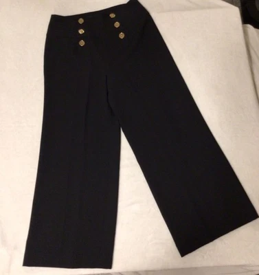 Pantalones marineros Ralph Lauren negros de lana pierna ancha botones dorados talla 10 Foto 1 de 4