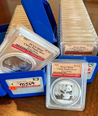 银盒 20 First Strike 2017 10 元中国熊猫 PCGS 评级 MS69 MS 69 批量 20 件 — 第 1/4 张图片