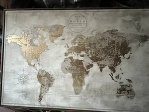 Gearbeitete Karte auf Leinwand gerahmtes Wandbild - Bild 1 von 2