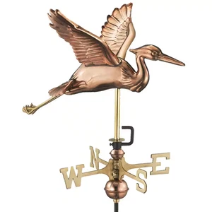 Good Directions Blue Heron Cottage Weathervane - Pure Copper with Roof Mount - Picture 1 of 7