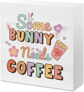Funny Easter Decorations Sign Decor Holiday Coffee Bunny - Picture 1 of 6