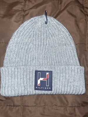 TOMMY HILFIGER Hombre Gorro Gris Puños Logo Nuevo Foto 1 de 3