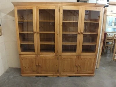 Chase Pine Range 4 Door Library Unit- Honey Lacquer Bespoke Sizes & Colours  - Image 1 of 4