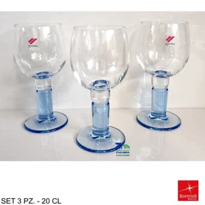 SET 3 PZ CALICE VINO THEMA 20 CL IN VETRO CON GAMBO COLORATO AZZURRO - Foto 1 di 2