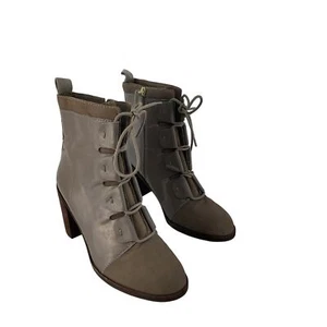 Women's ED Ellen DeGeneres Grayish Brown Leather Ankle Booties Size 9 Preowned - Picture 1 of 7