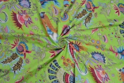 Indian New 5 Yard Natural Fabric Cotton Floral Hand Block Printed Running Loose - Image 1 of 3