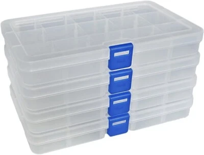 DUOFIRE Plastic Organizer Container Storage Box 15 grid White 4 Pack - Image 1 of 4