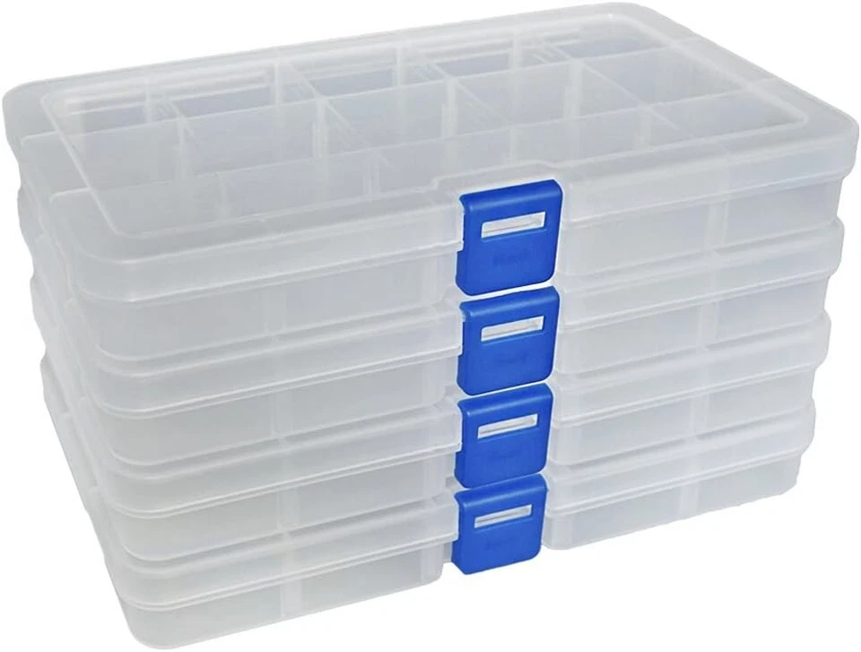 DUOFIRE Plastic Organizer Container Storage Box 15 grid White 4 Pack - Image 1 of 4