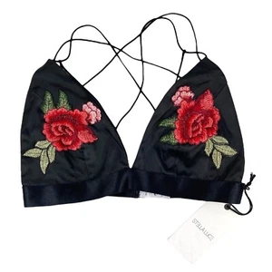 Stella Luce Bikini-Schwimmenoberteil schwarz Blumen Rosenapplikation Damen Größe M - Bild 1 von 9