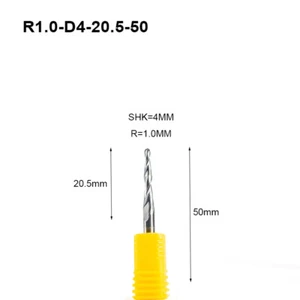 2pc R1.0*D4 Carbide Tapered Ball Nose End Mill Taper CNC Wood Milling Cutter - Picture 1 of 6