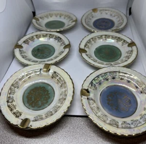 6 Vintage Royal Crown Bone China Ash Trays/Sm Dish w/Gold Trim 3 5/8” Numbered - Picture 1 of 14
