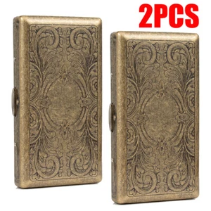 Caja con soporte para cigarrillos de metal bronce de 2 piezas para cigarrillos tamaño king o años 20 - Imagen 1 de 10