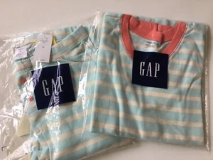 NWT GAP KIDS 2PC PAJAMA SET TOP & PANTS - UNISEX SIZE 12 WHITE & BLUE STRIPE NEW - Picture 1 of 10