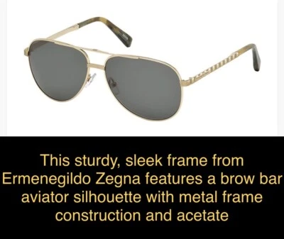 ☀️ENVÍO GRATUITO☀️Ermenegildo Zegna Gafas de sol con lentes Zeiss de metal dorado/verde EZ0027-32N Foto 1 de 4