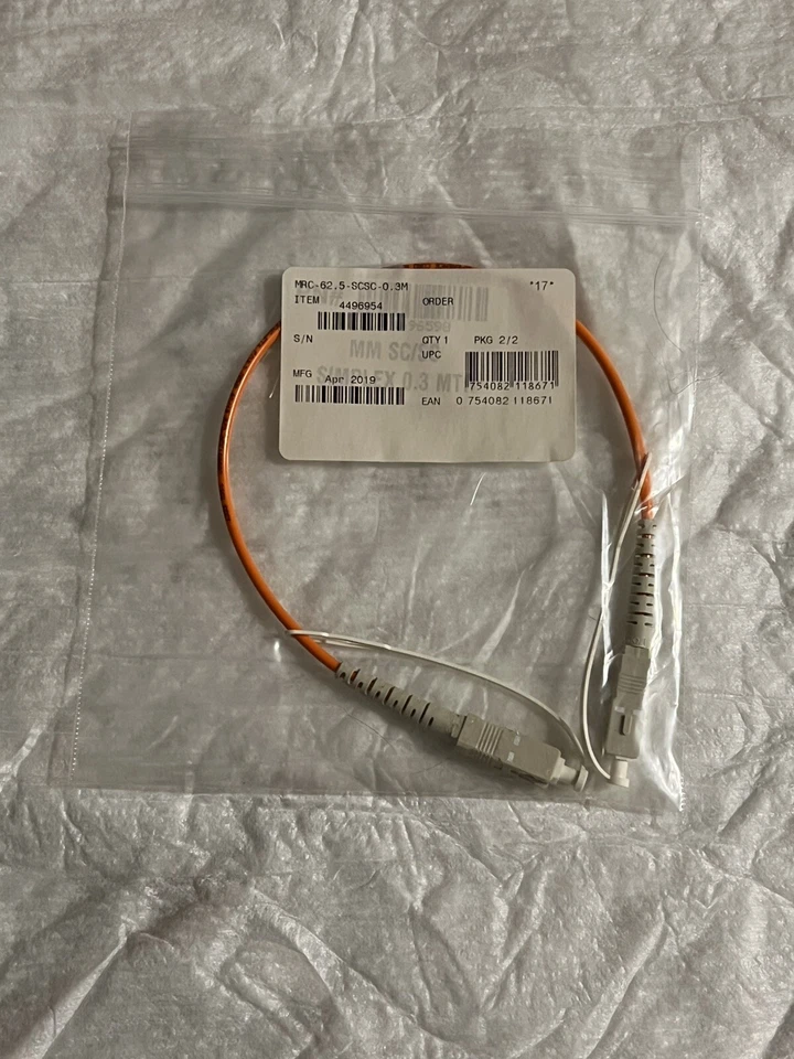 Fluke Networks 4496954 MRC-62.5-SCS-0.3M Test Resistance Cord - New/Old Stk - Image 1 of 1