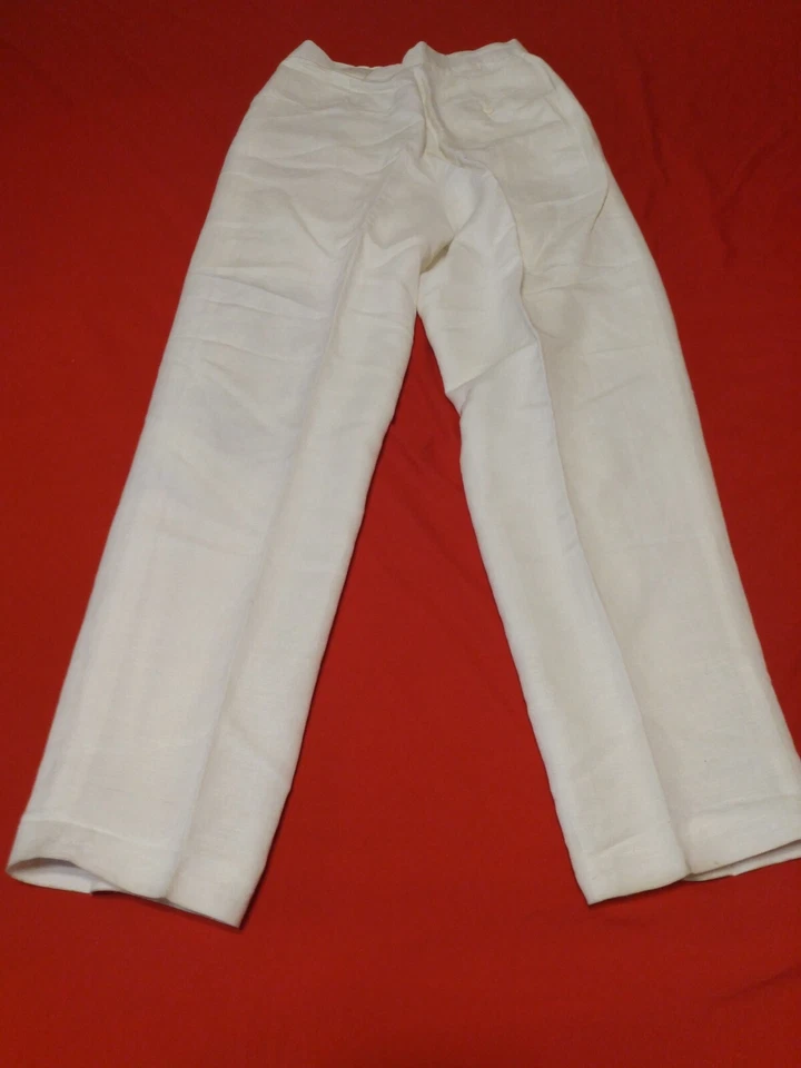 Giorgio Sant' Angelo белые льняные вискозные брюки полностью на подкладке с карманами размер 10 - Изображение 1 из 4