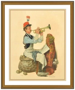 Norman Rockwell Original Hand Signed Lithograph Trumpeter Saturday Evening Post - Picture 1 of 5