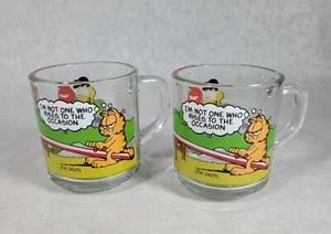 2 Vintage 1978-1980 McDonald's Garfield Glass Coffee Juice Cups Mugs Jim Davis - Imagen 1 de 6