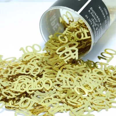 Confeti número 100 oro - 2 piezas o 1/2 libras - ENVÍO GRATUITO (7998) Foto 1 de 4