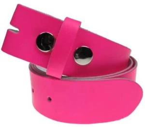Hot Pink Real Leather Snap On Belt 1.5 inch/38mm, S M L XL 2XL 3XL, No Buckle - Picture 1 of 2