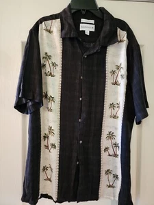 Saddlebred Button Down Short Sleeve Shirt Palm Trees Large - Picture 1 of 5