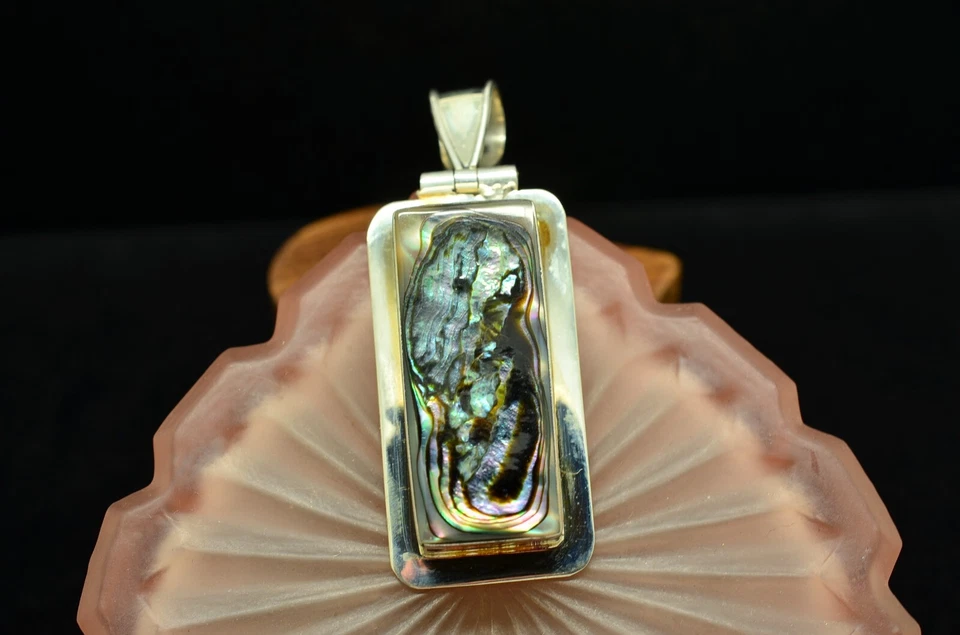 Dije colgante concha de abulón de plata de ley 925 Foto 1 de 4