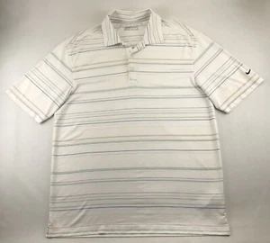 Nike Golf Tour Performance Polo Shirt Men Med White W/Stripes DriFit Short Sleev - Picture 1 of 8