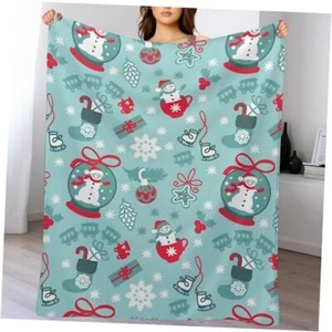 Throw Blanket, Soft Warm Flannel Snowman Blankets for Couch, Sofa, Christmas - Picture 1 of 3
