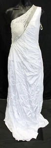 Lan Ting Women's One-Shoulder Sunburst Bridal Hi-Low Gown LB3 White Size 4 - Picture 1 of 6