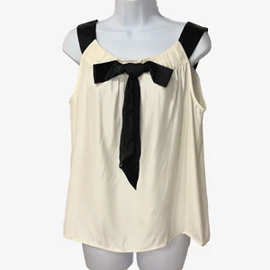 NWT Talbots Silk Sleeveless Blouse Top L Petite Bow Romantic Career Colorblock - Picture 1 of 8