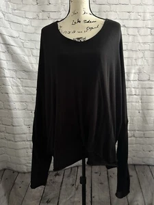 Studio B3 Black 100% Cotton Distressed Layered Long Sleeve Sweater Size Large - Picture 1 of 7