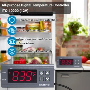 Termostato controlador de temperatura digital ITC-1000 de uso múltiple con sensor de 12V - Imagen 1 de 12