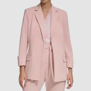 Calvin Klein Women's Pink Scuba Notch Lapel Open-Front Blazer Jacket Size 8 - Picture 1 of 4
