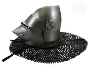 Casco de caballero medieval con cara de cerdo Bascinet Aventail regalo de Navidad calibre 16 - Imagen 1 de 3