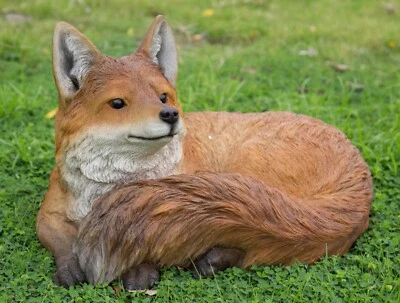 HI-LINE GIFT LTD. Fox Decor Laying Down Garden Statue Garden Decor Home Decor Animal Sculpture